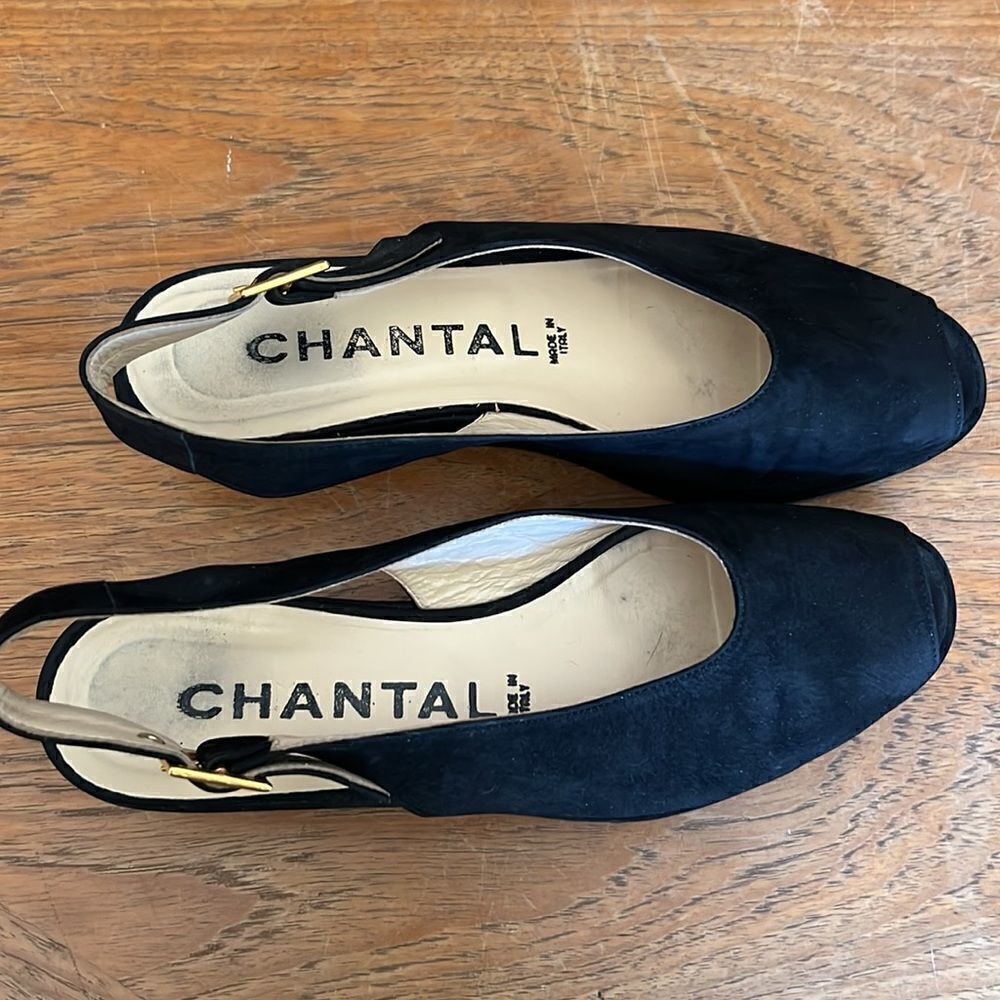 Chantal black suede slingback shoe 7